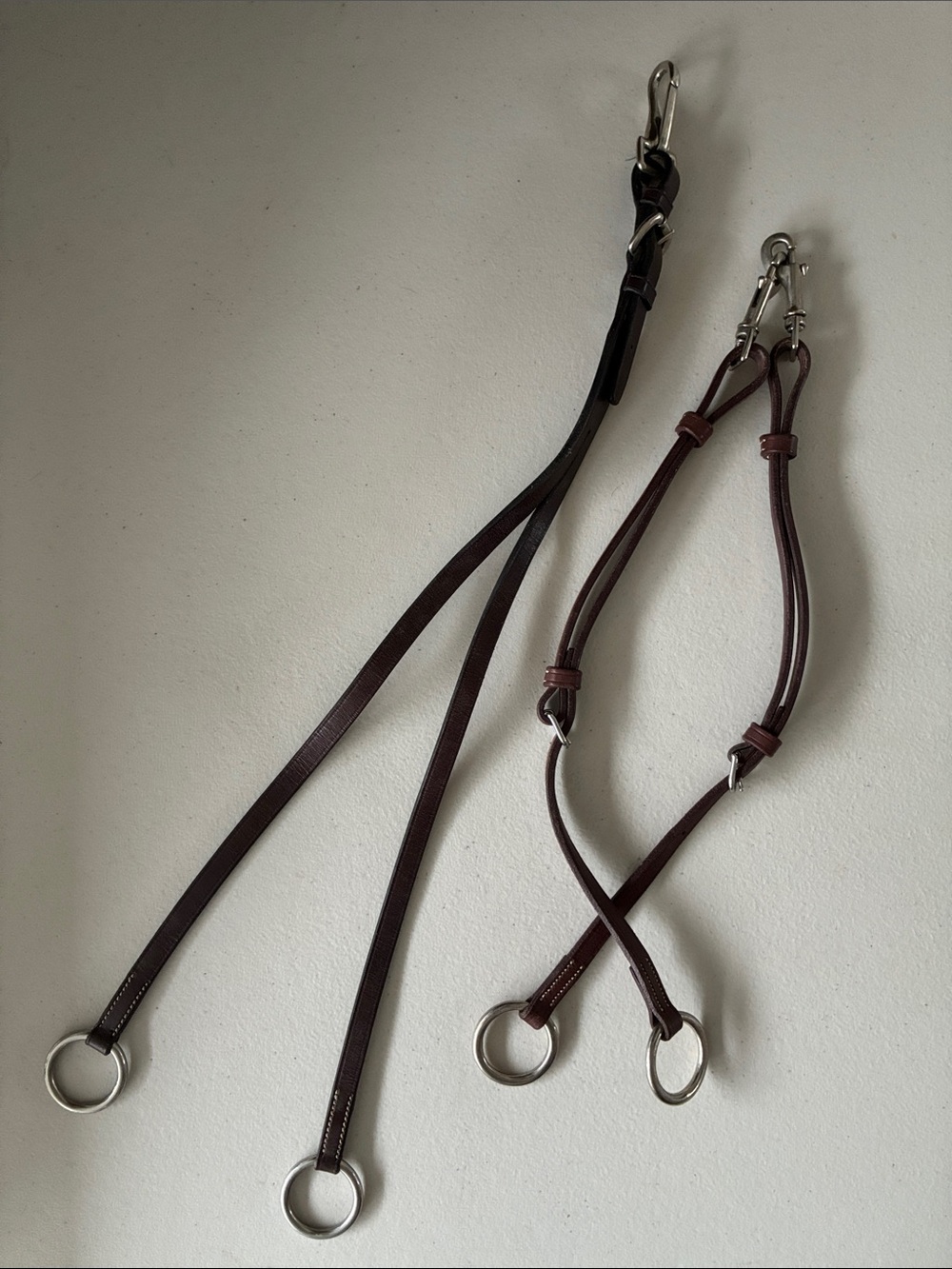 Running Martingale Rein Attachments (2) Brown Leather Brand New!